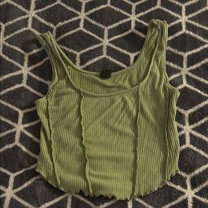 Wild Fable Olive Ribbed Crop Top